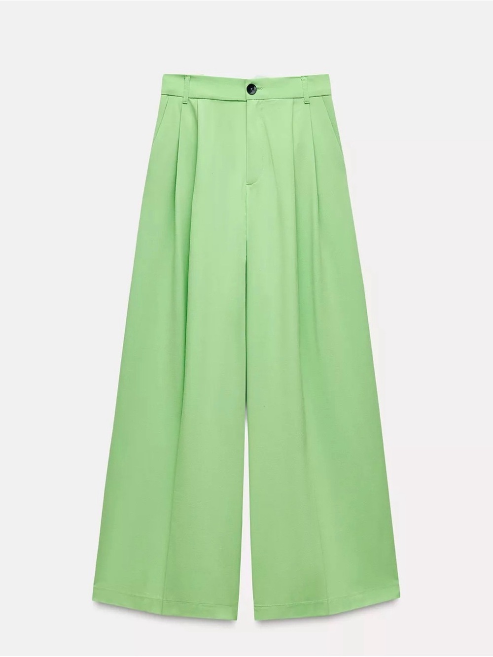 Wide-Leg High-Waist Pants in Light Green